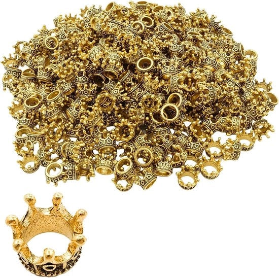 Set di 150 Corona Decorazioni in Metallo per Gioielli Artigianali - Oro con Nero - Accessori per Fai da Te - Decorazioni per Gioielli di Corona