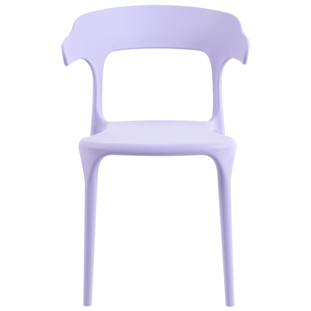 Set di 4 sedie da giardino viola in polipropilene leggero resistente alle intemperie in plastica per interni e per esterni moderno