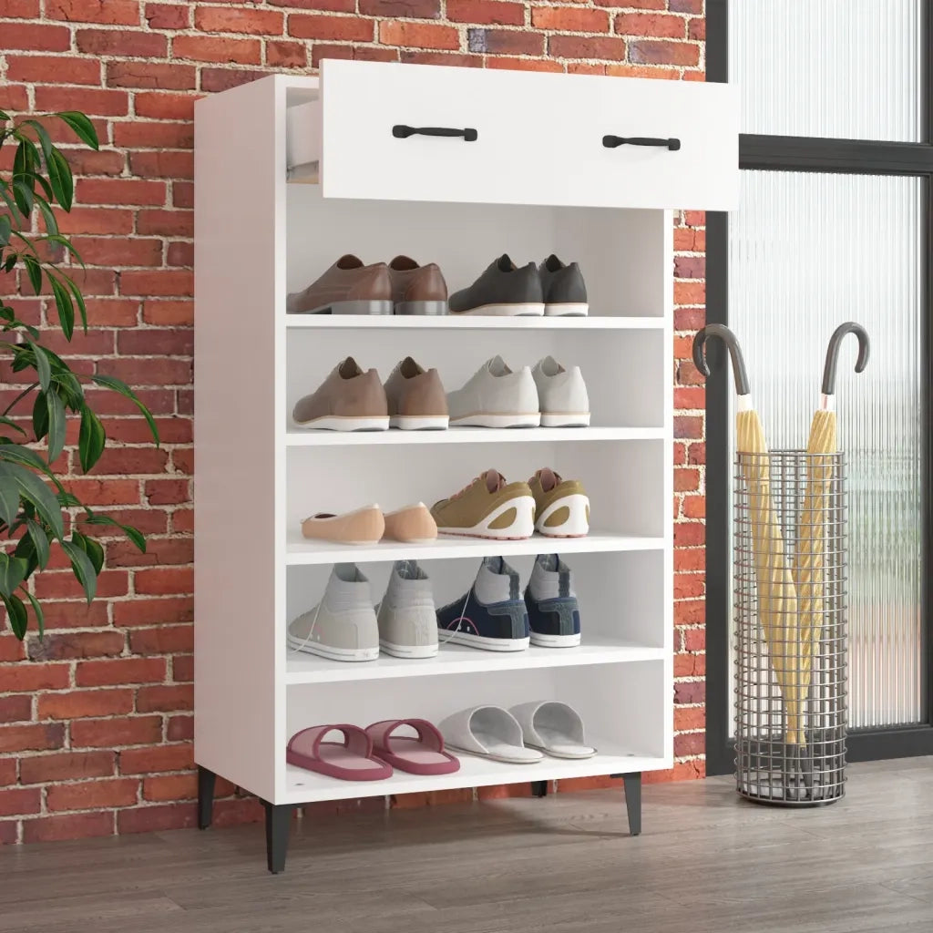 Scarpiera-Scaffale per scarpe Bianca 60x35x105 cm in Legno Multistrato 544293