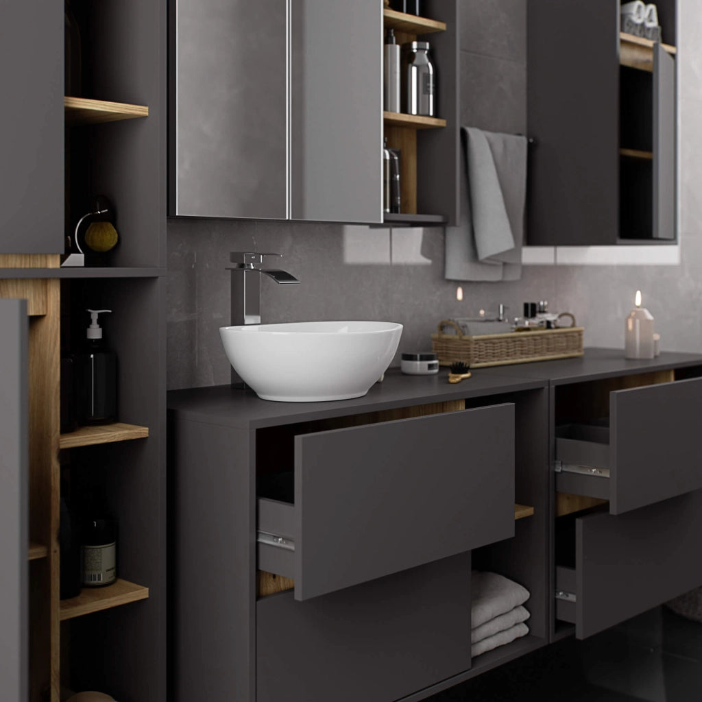 Mobile bagno sospeso senza lavabo VAMI Grigio Grafite, Rovere Artisan 90 cm 2 cassetti 90x45,5x60 cm