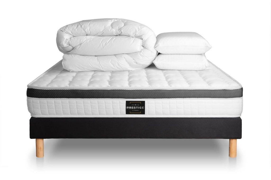 Pacchetto letto completo - Materasso 200x200cm + Box spring con doghe (kit) + 2 cuscini + Piumino - Superior