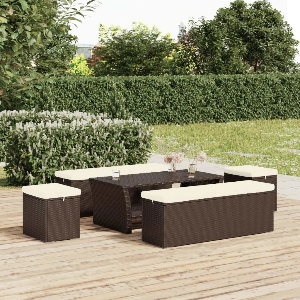 Ottomana con Cuscino Marrone 40x30x40 cm in Polyrattan 319393