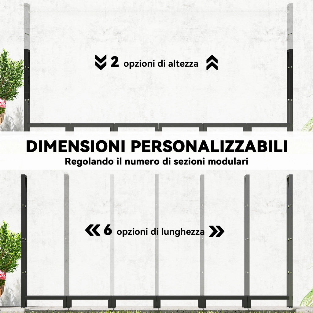 Legnaia da Giardino Impermeabile ¨C Xylo ¨C Acciaio Nero 235x31x116cm