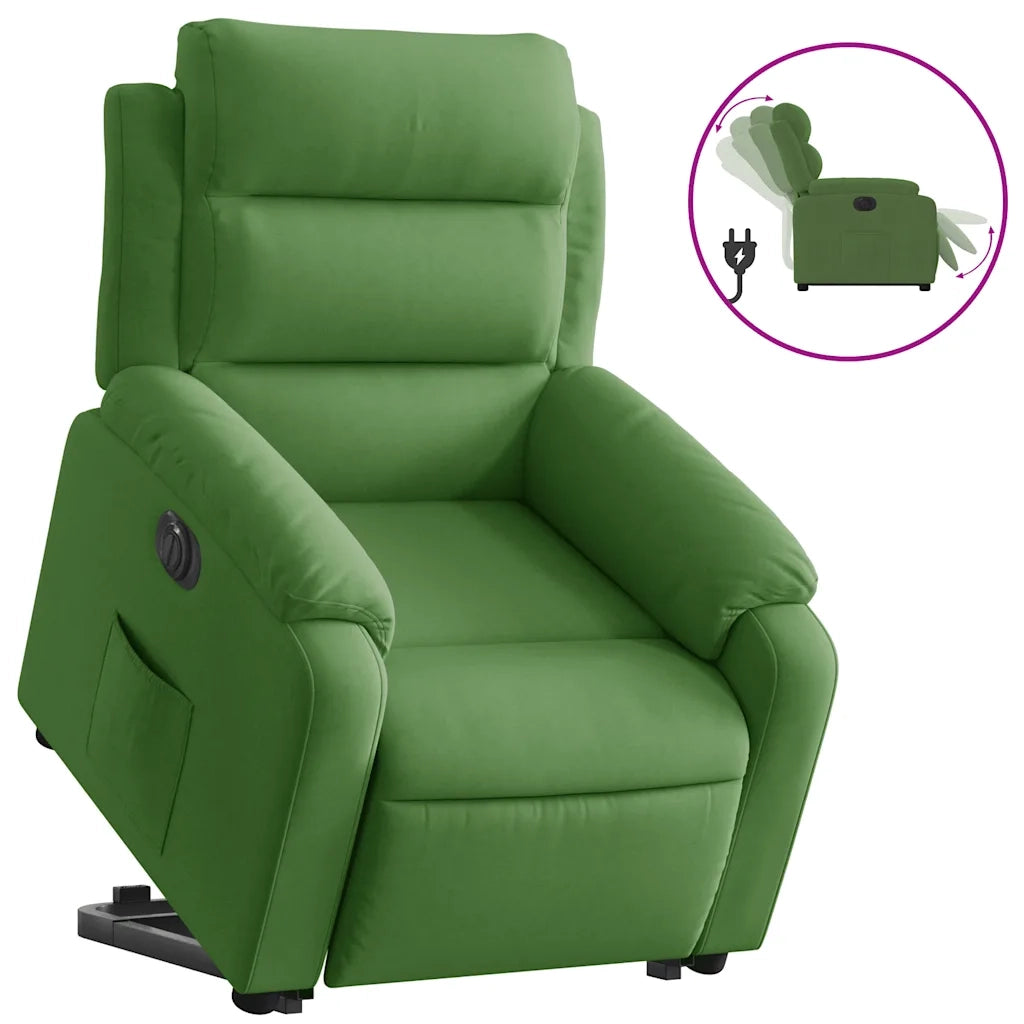 Poltrona Alzapersona Reclinabile Elettrica Verde Chiaro Velluto 3205117