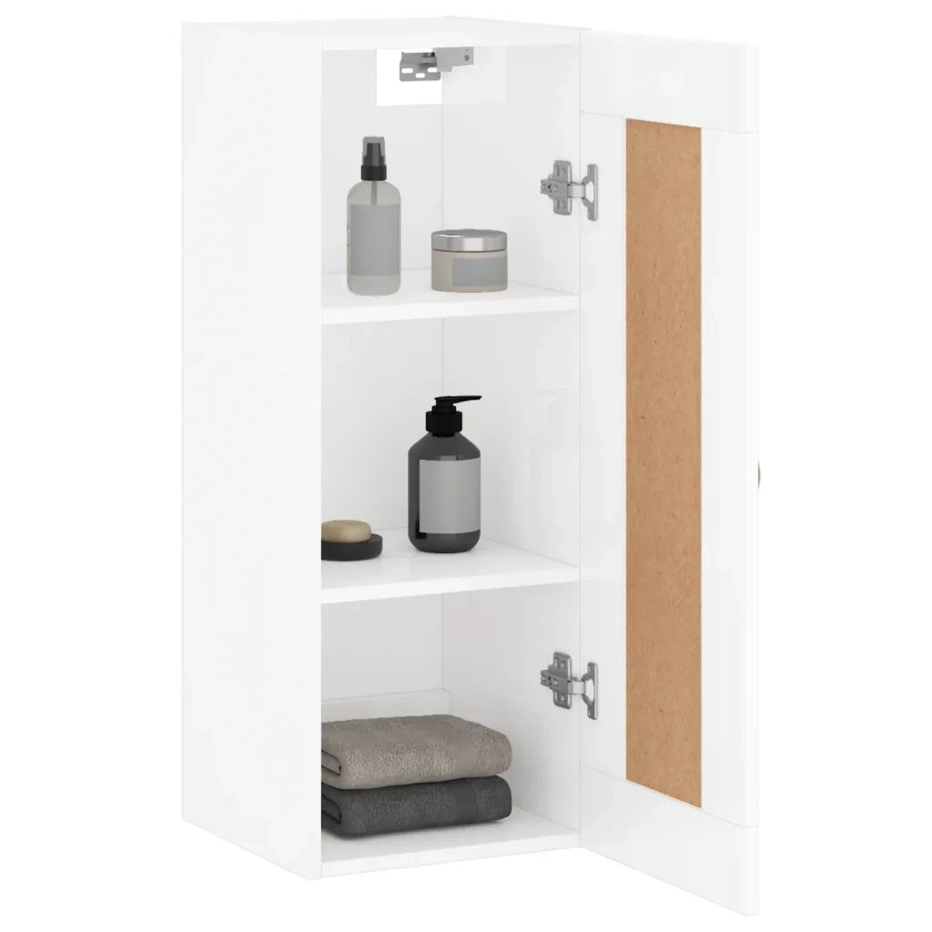 Mobile Parete Bianco Lucido 34,5x34x90 cm in Legno Multistrato 830478