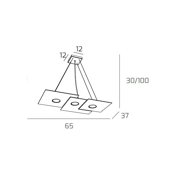 Toplight Lampadario a sospensione Plate moderno 67x35cm in metallo grigio - Attacco GX53x3 - H. max 100cm