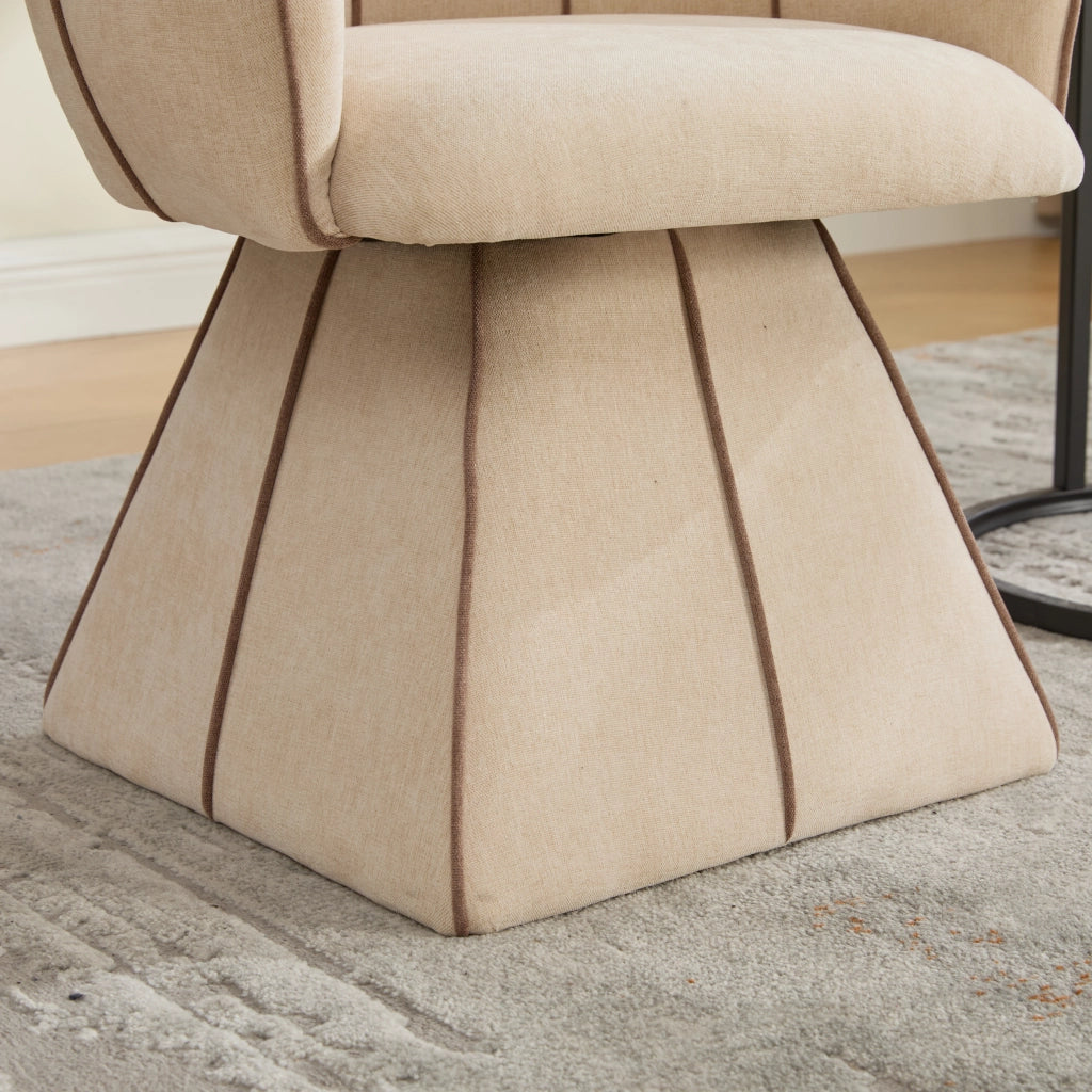 Poltrona girevole in Chenille, seduta ergonomica con schienale alto, colore Camel, per camera da letto e soggiorno