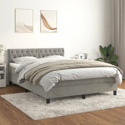 Giroletto a Molle con Materasso Grigio Chiaro 140x200cm Velluto 3141485