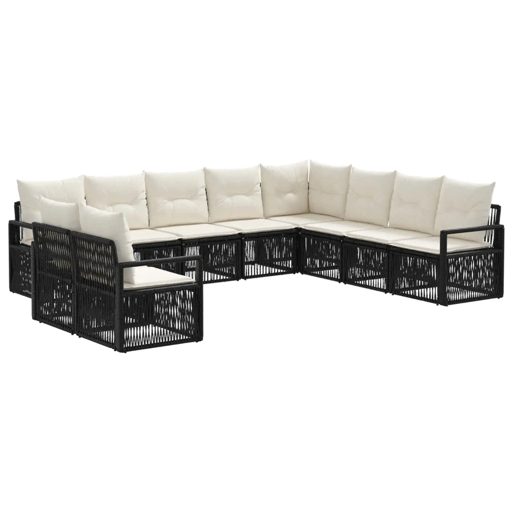 Set Divano da Giardino 10 pcs Nero polyrattan 3435757