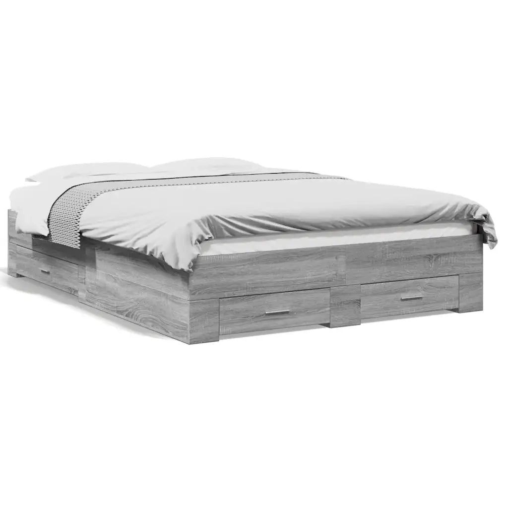 Giroletto Cassetti-Struttura Letto con contenitore Grigio Sonoma 135x190 cm Legno Multistrato 476892