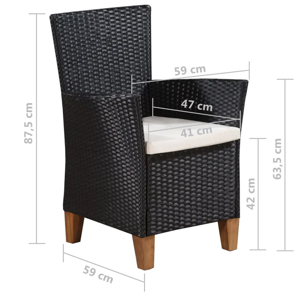 Set da Pranzo da Giardino 7 pz in Polyrattan Nero e Marrone cod mxl 34948
