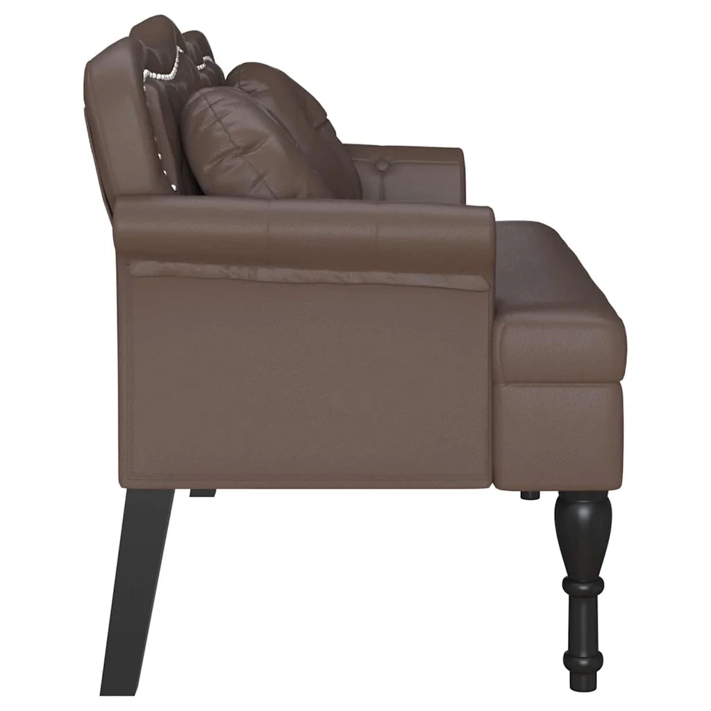 Panca Chesterfield Marrone 120,5 x 65 x 75 cm Pelle Sintetica CFW1498540