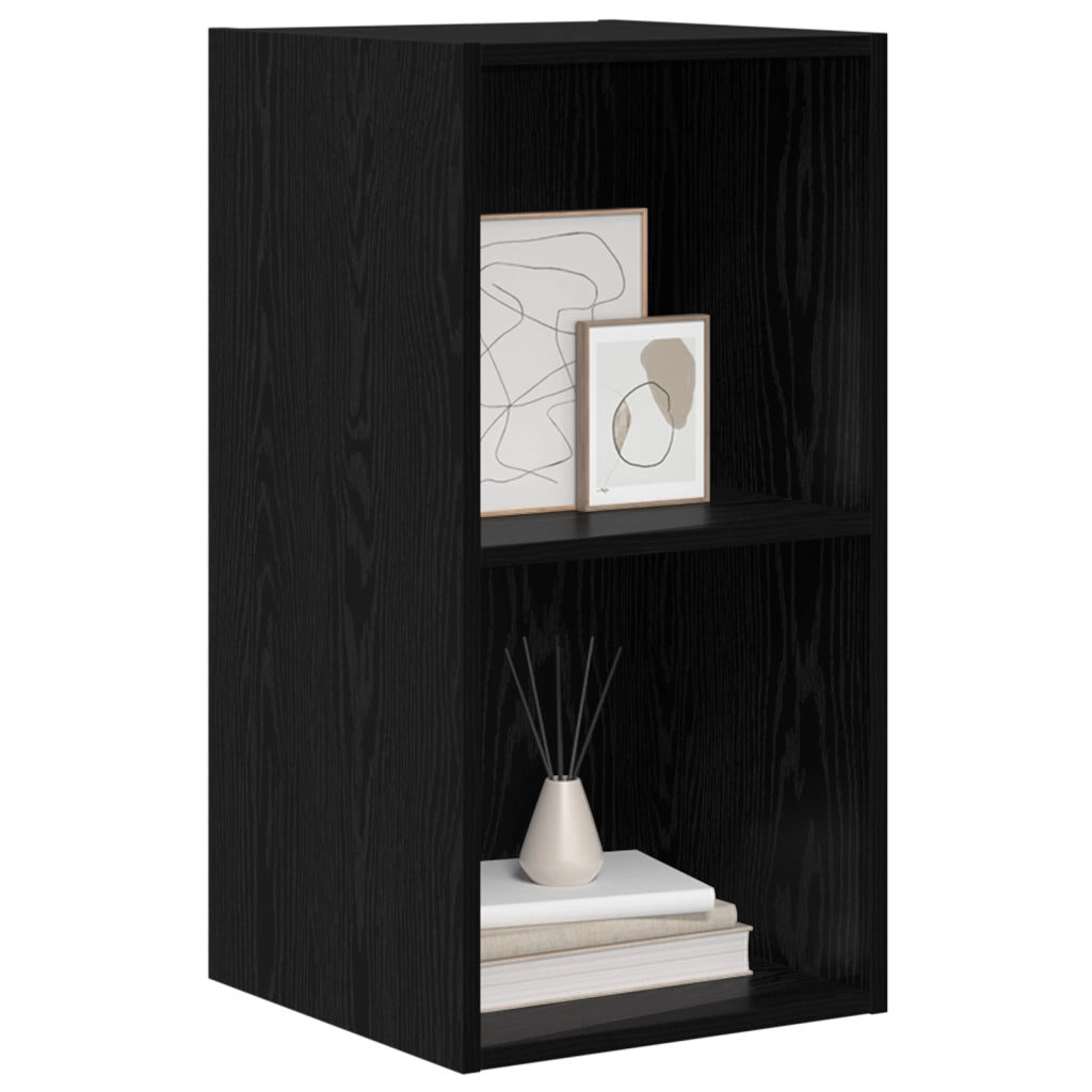 Mobile TV montato a muro Rovere nero 37x37x72 cm Legno massello