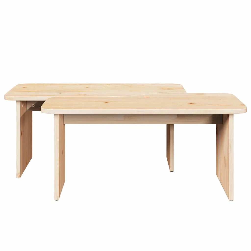 Tavolino da salotto 2 pcs Naturale Legno di pino massello 873523
