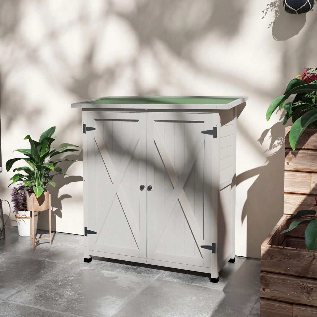 Armadio da Giardino ¨C Zephmum ¨C 2 Porte 2 Ripiani Grigio