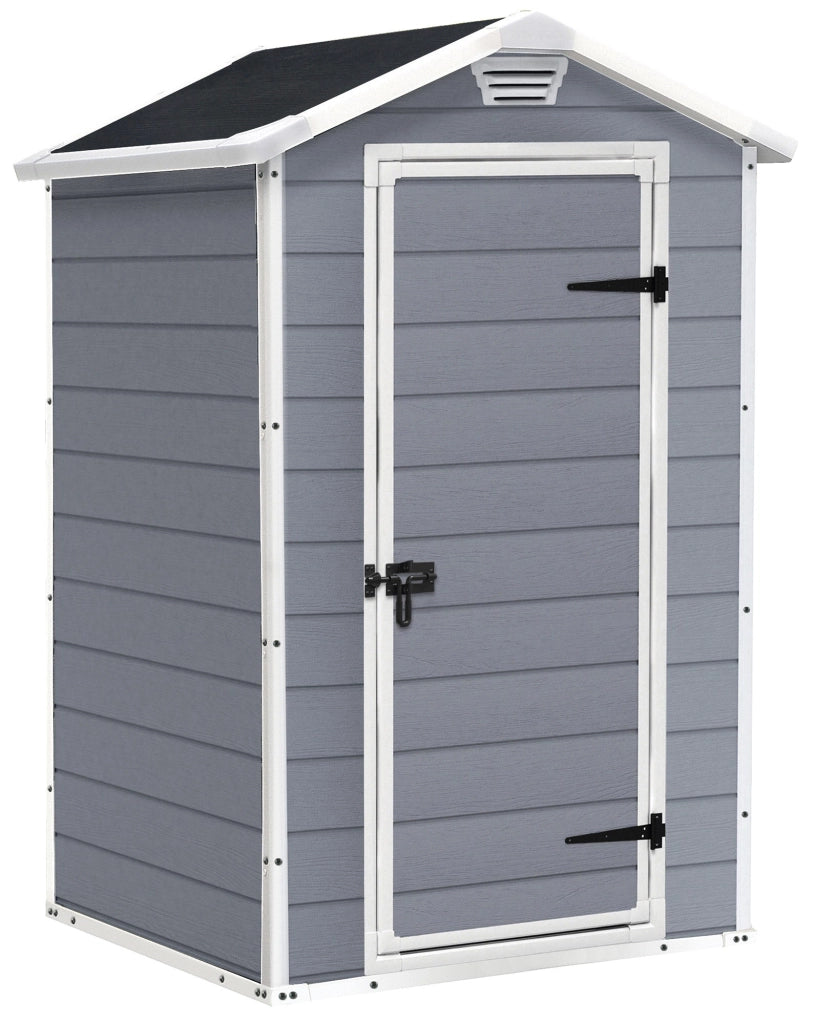 Casetta da Giardino Porta Attrezzi 129x103x196 cmin Resina Effetto Legno Keter Manor 4x3 Grigia