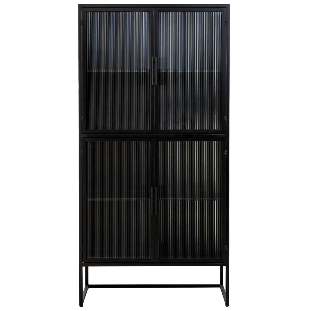 Vetrina in metallo nero con 4 ante cm 80x38,5x161h