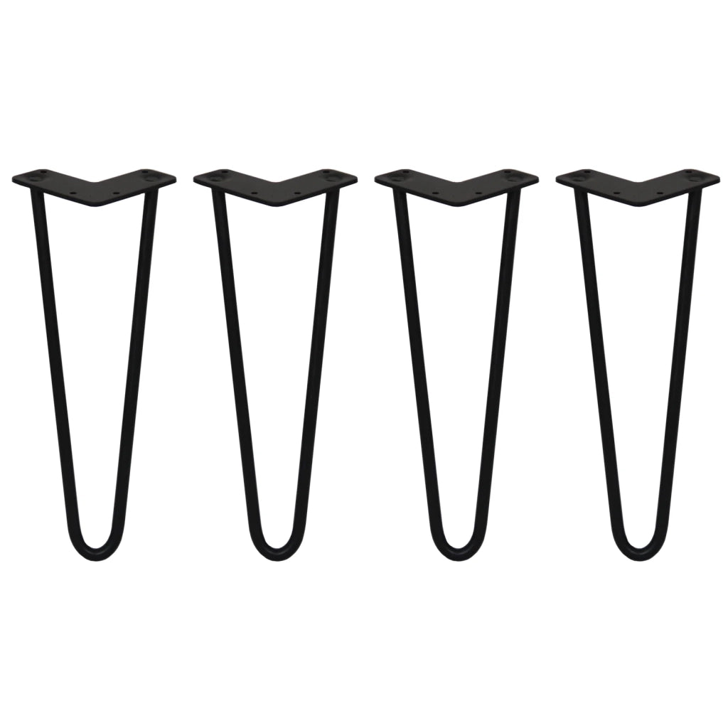 4 Gambe per Tavolo a Forcina SkiSki Legs 35,5cm Acciaio Nero 2 Rebbi 12mm