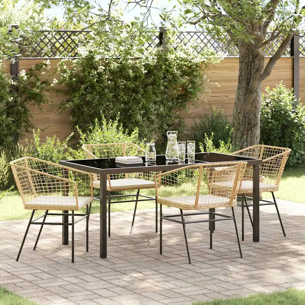 Set da Pranzo per Giardino 5 pcs Marrone polyrattan 3380914