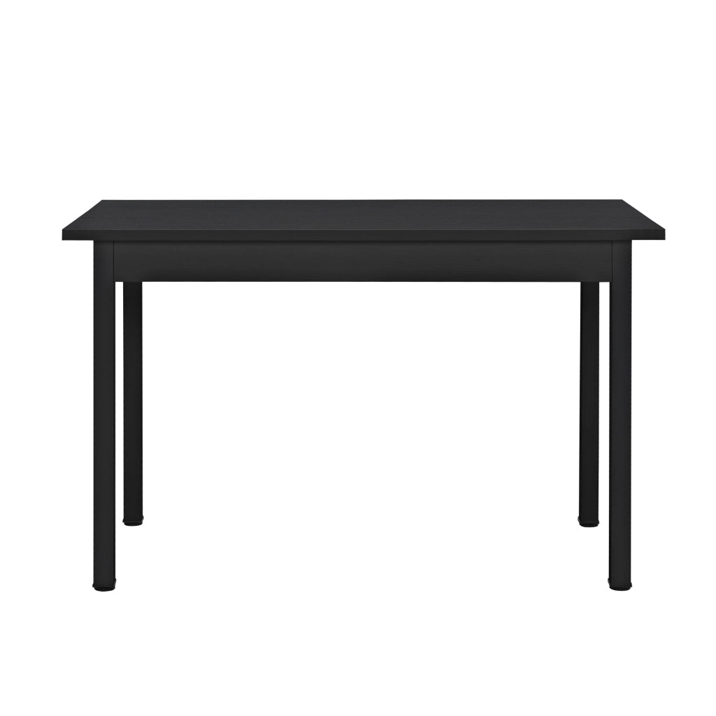 Set da Sala da Pranzo Tavolo con 4 Sedie Gambe in Acciaio Rivestimento in Similpelle - Nero / Grigio Scuro [en.casa]