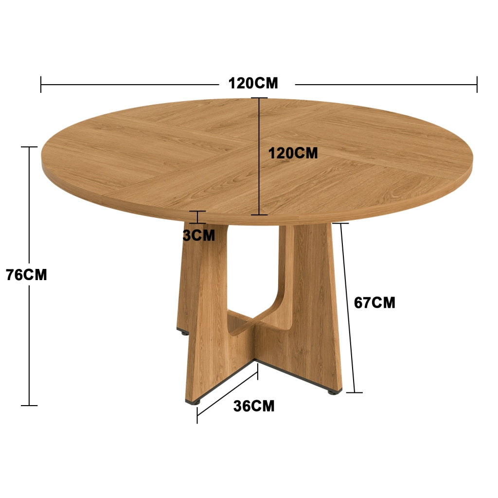 TAVOLO ROTONDO 120 cm Rovere in MDF per 4-6 persone