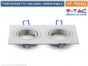 V-TAC VT-783SQ PORTAFARETTO ORIENTABILE DA INCASSO PER 2 LAMPADINE GU10 E GU5.3 - SKU 3607