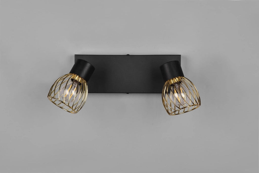 Faretto da parete RL ARDON nero/oro 2xE14 dimmer metallo