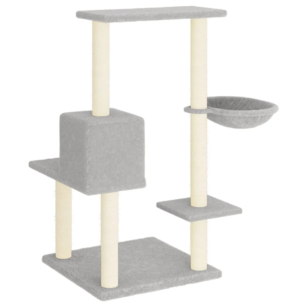 Tiragraffi per gatti torre per arrampicata giocattolo piattaforma per arrampicata con tiragraffi in sisal leggero 95 cm grigio 02_0022630