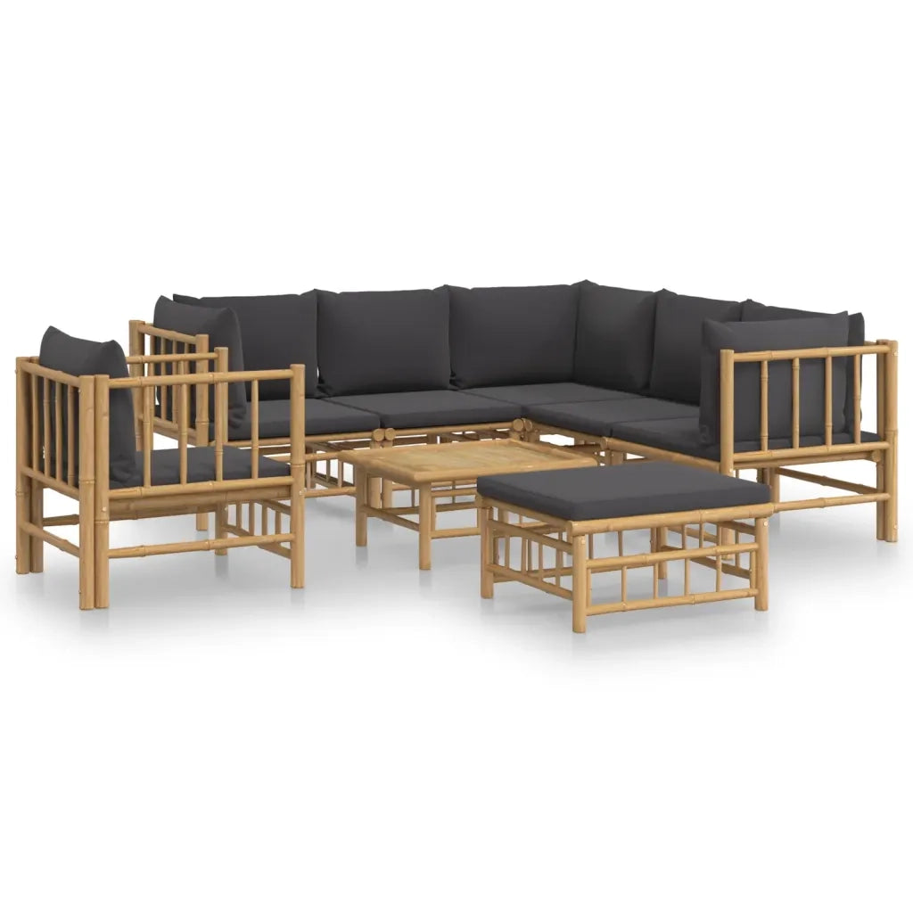Set Salotto da Giardino 8pz con Cuscini Grigio Scuro BambÃ¹