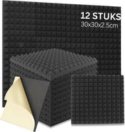 Pannelli di isolamento acustico - Demper del rumore - Pannelli isolanti - Pannelli di assorbimento acustico per pareti - Mattonella piramidale per isolamento acustico - Pannelli acustici - Set da 12 pezzi