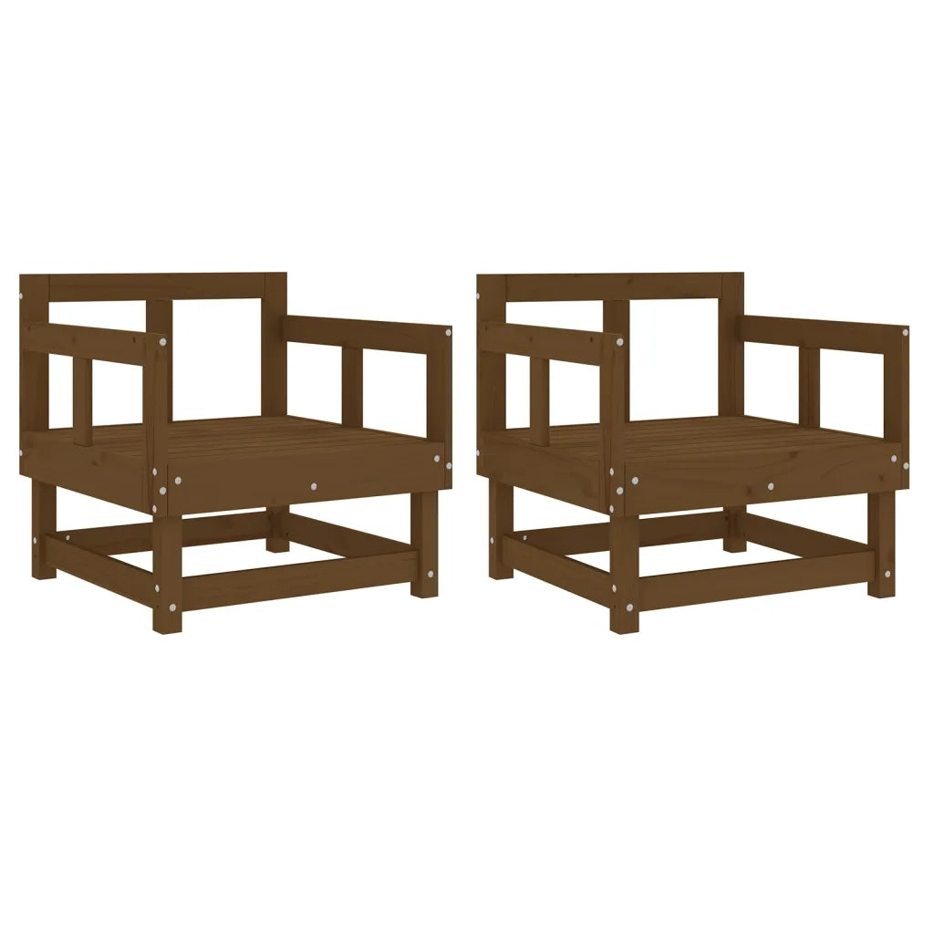 Sedie da Giardino 2 pz Marrone Ambra in Legno Massello di Pino 825390