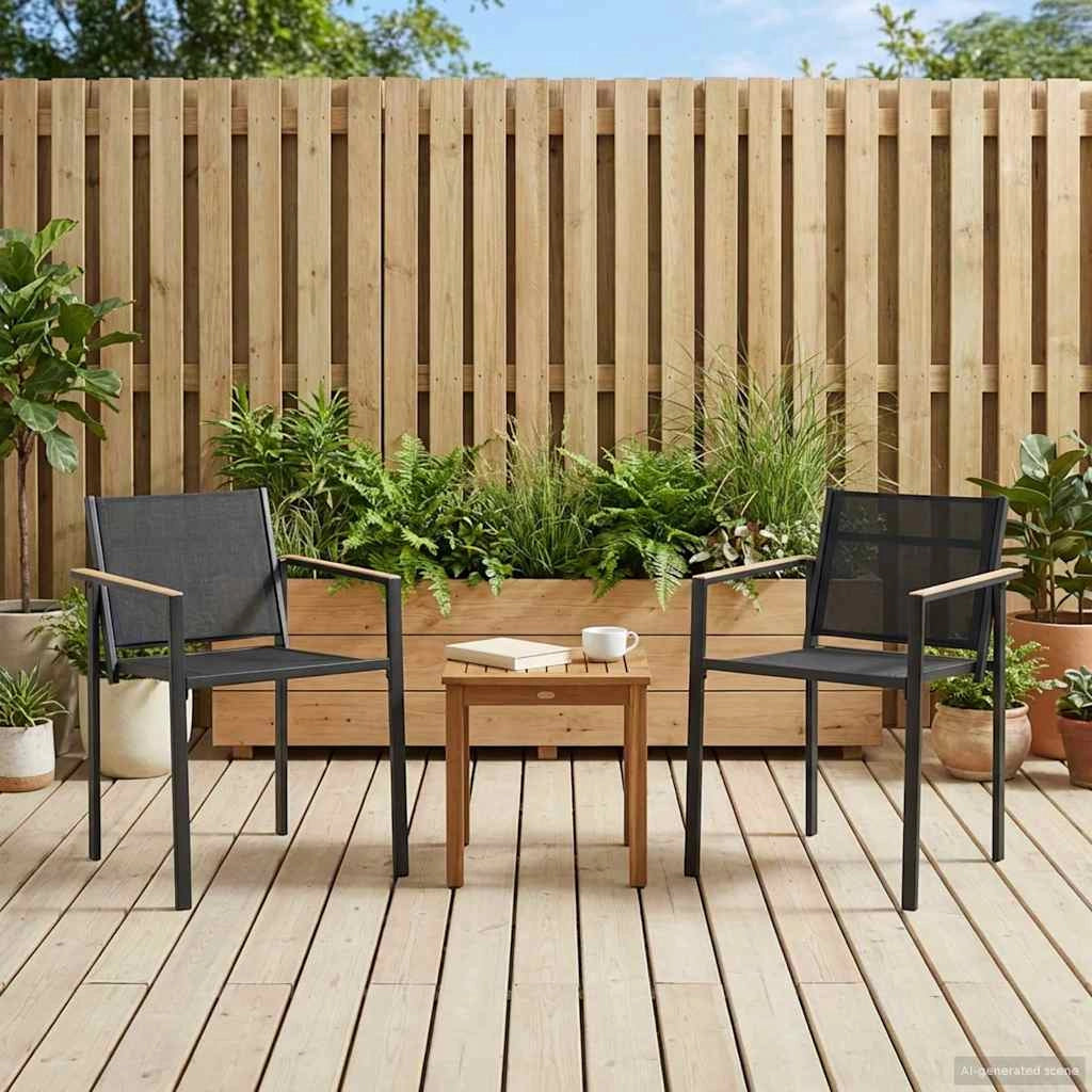Sedie da giardino 2 pz Nero e antracite Tessuto Textilene 42025099