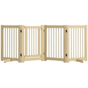 Cancelletto per Cani Autonomo, 4 Pannelli, Flessibile, Legno di Pino, 204L x 36P x 75H cm, Legno Naturale