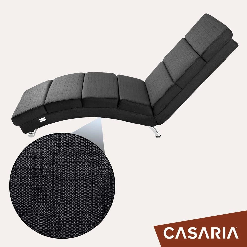 ® Poltrona Chaise Longue 186x89x55 cm Lettino Sdraio Ergonomico in Tessuto Imbottito Portata 180 kg Soggiorno Ufficio Interno Reclinabile Lettura