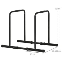 Barra per Dip in Acciaio ad Altezza Regolabile con 6 Lunghezze Regolabili, 90-102x65x80-90 cm, Nera