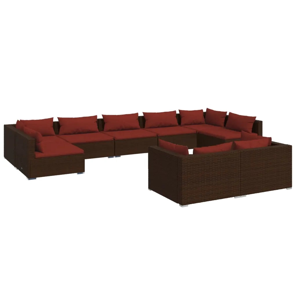 Set Divani da Giardino 9 pz con Cuscini in Polyrattan Marrone cod mxl 41726