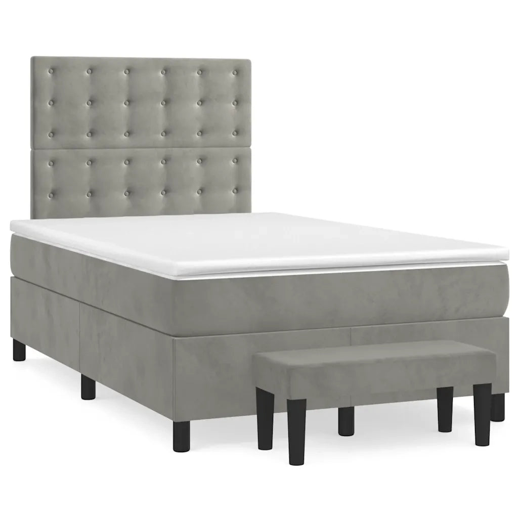 Giroletto a Molle con Materasso Grigio Chiaro 120x190cm Velluto