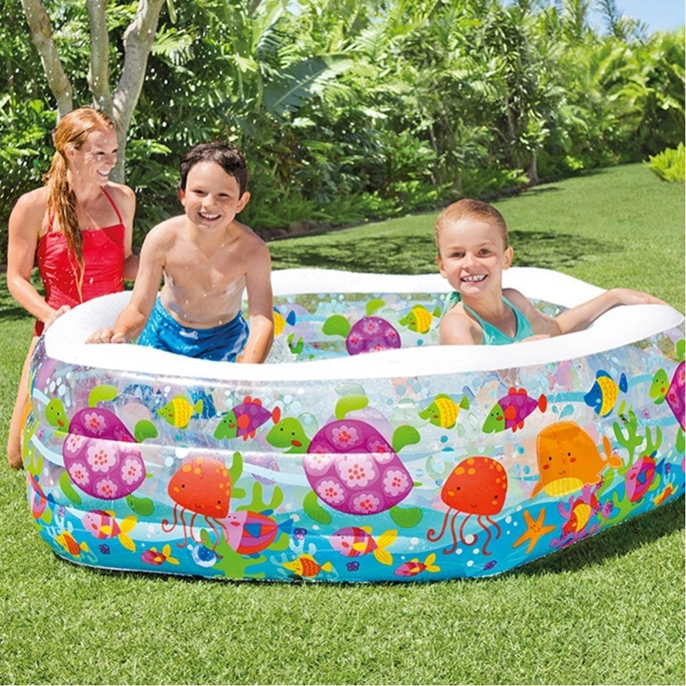 Trade Shop - Piscina Gonfiabile Per Bambini Pesci Dell'oceano A 3 Anelli 191 X 178 X 61 Cm -