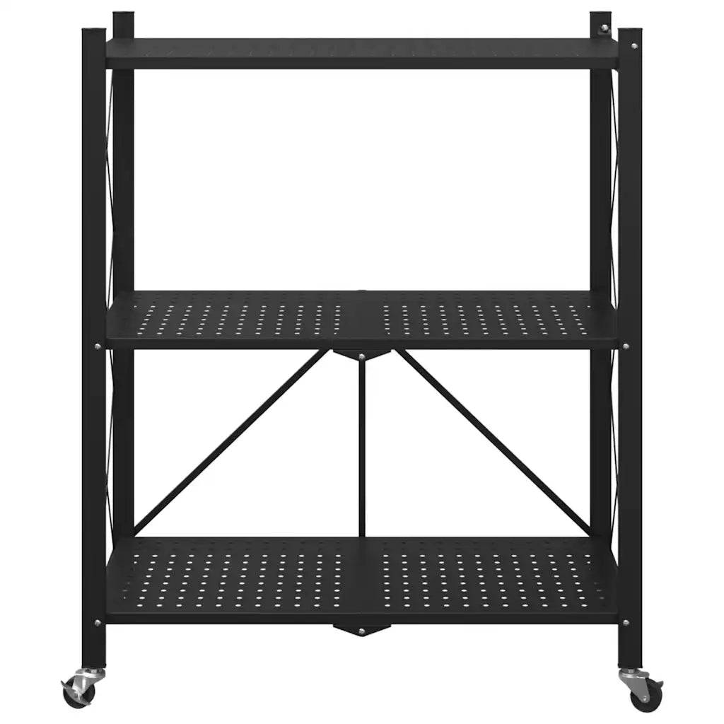 Scaffale portaoggetti con ruote nero 71x34x88 cm in acciaio 4012385