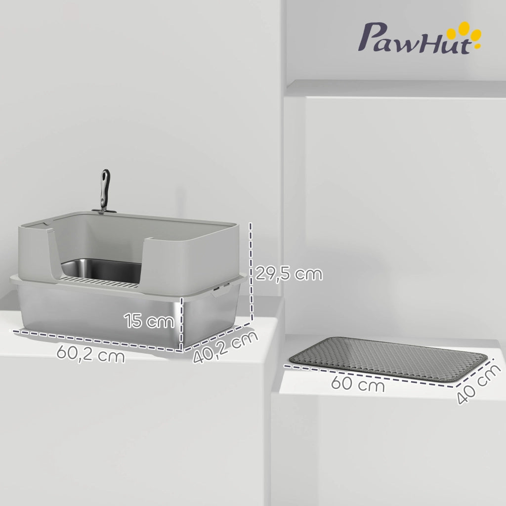 Casetta per gatti con lettiera ¨C zephmum ¨C 60.2x40.2x29.5 cm grigio