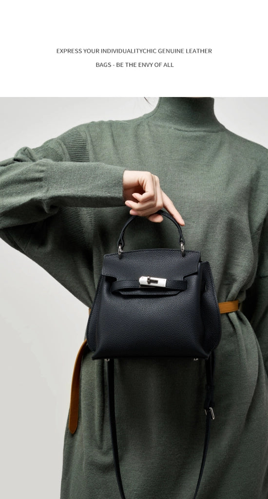 Borsa a tracolla Lindy Small in vera pelle nera