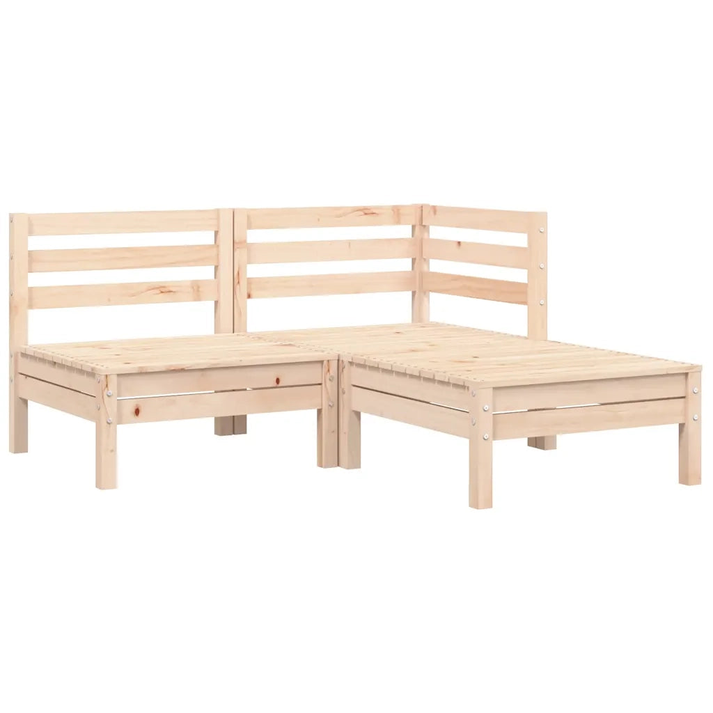 Set Divani da Giardino 3 pz con Cuscini Grigi Massello di Pino 806675