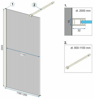 Parete Doccia Rea Aero Intimo Black Mat 120