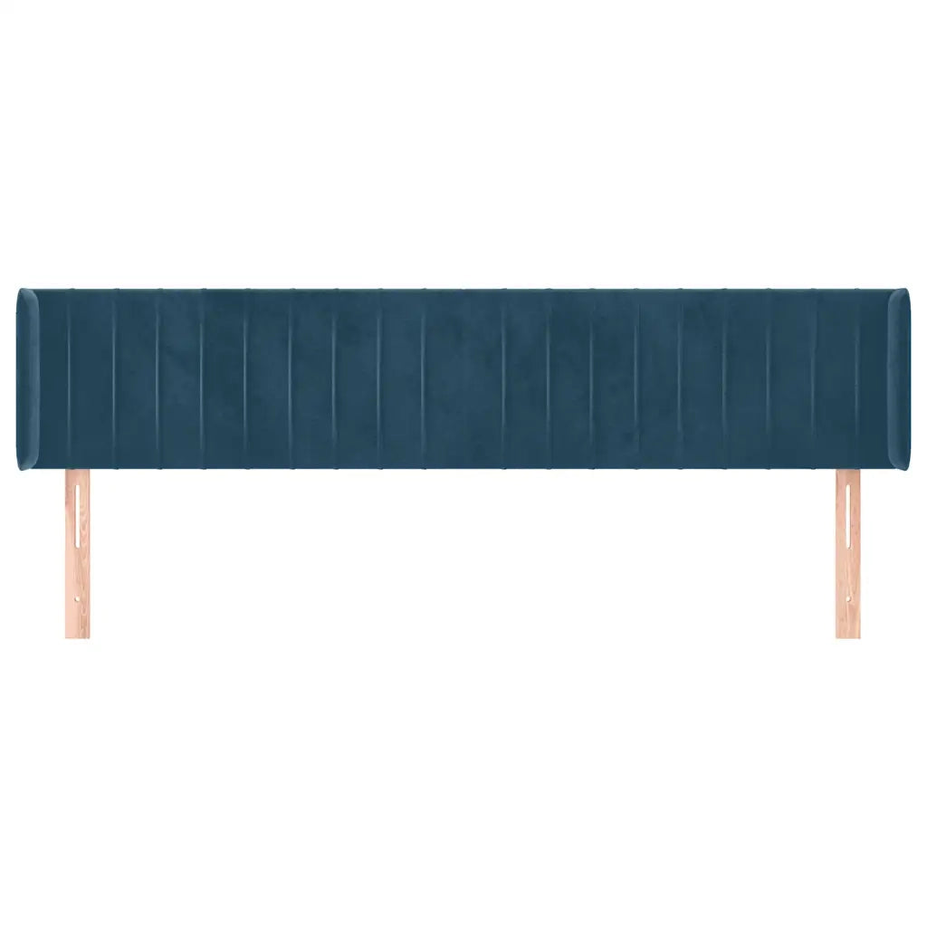 Testiera | Testata ad Orecchio Blu Scuro 183x16x78/88 cm in Velluto