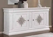 Credenza madia in legno massiccio Shabby chic 2 ante laccato bianco opaco rosone argento