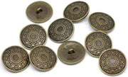 Knoppi metalliche a tema celtico con finitura antica in bronzo, diametro 25 mm, foro 26 mm - Pacchetto da 10 pezzi