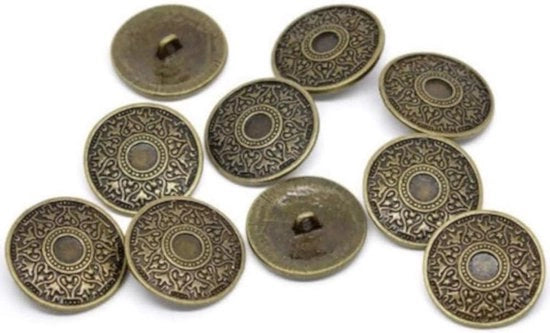 Knoppi metalliche a tema celtico con finitura antica in bronzo, diametro 25 mm, foro 26 mm - Pacchetto da 10 pezzi