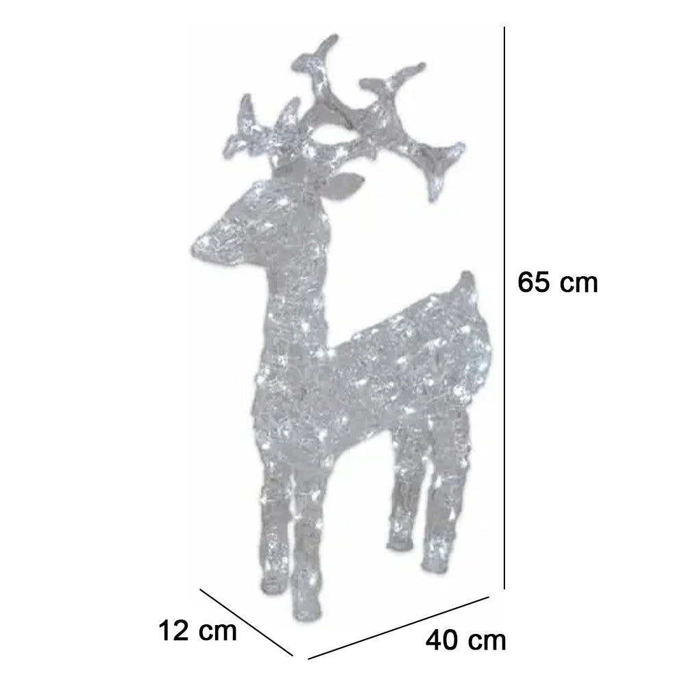 Renna Luminosa Natalizia Esterno 65 cm Decorazione Addobbo Natale Bianco Caldo