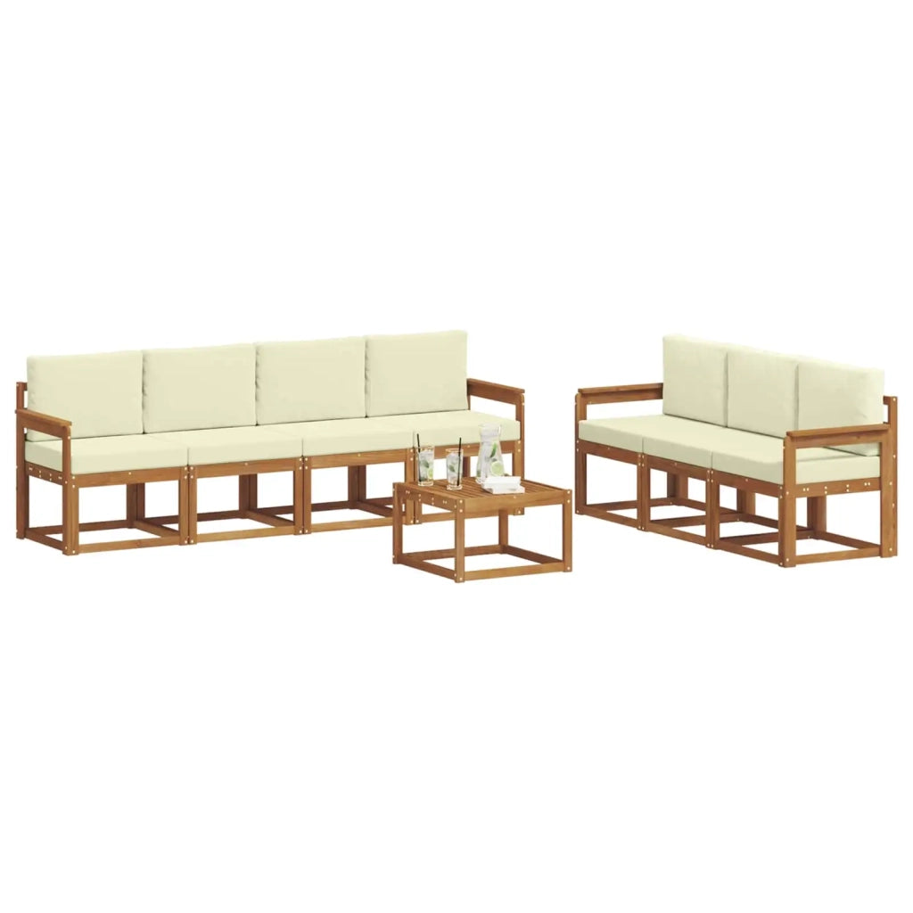 Set di divani da esterno con cuscino 8 pcs Naturale e Crema