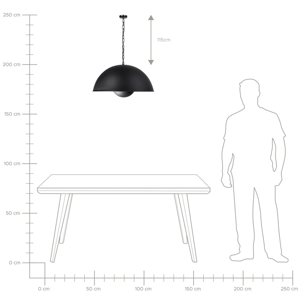 Lampadario in Metallo Nero e dorato con Paralume Tondo Stile Industriale Moderno Soggiorno Sala da Pranzo